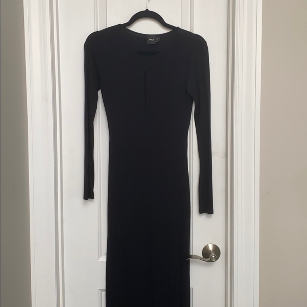Asos Long Keyhole Black Dress with slit
